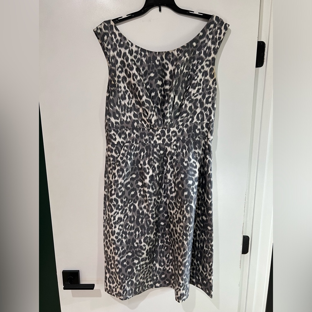 Kate Spade gray leopard cocktail dress size 12